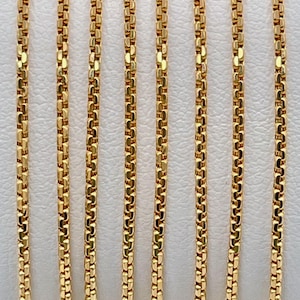 Halsband i massivt 18K guld med boxkedja: Diamantslipat - 1,40 MM tjockt