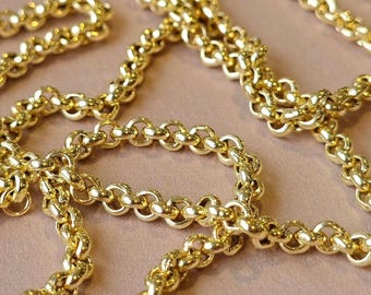 18K Solid Gold Rolo Kettenhalskette, 18K Gelb Gold Rolo Links Kette 5 MM, 16 &quot;- 22&quot; Längen, echte 18K Goldkette für Männer & Frauen, Geschenk!