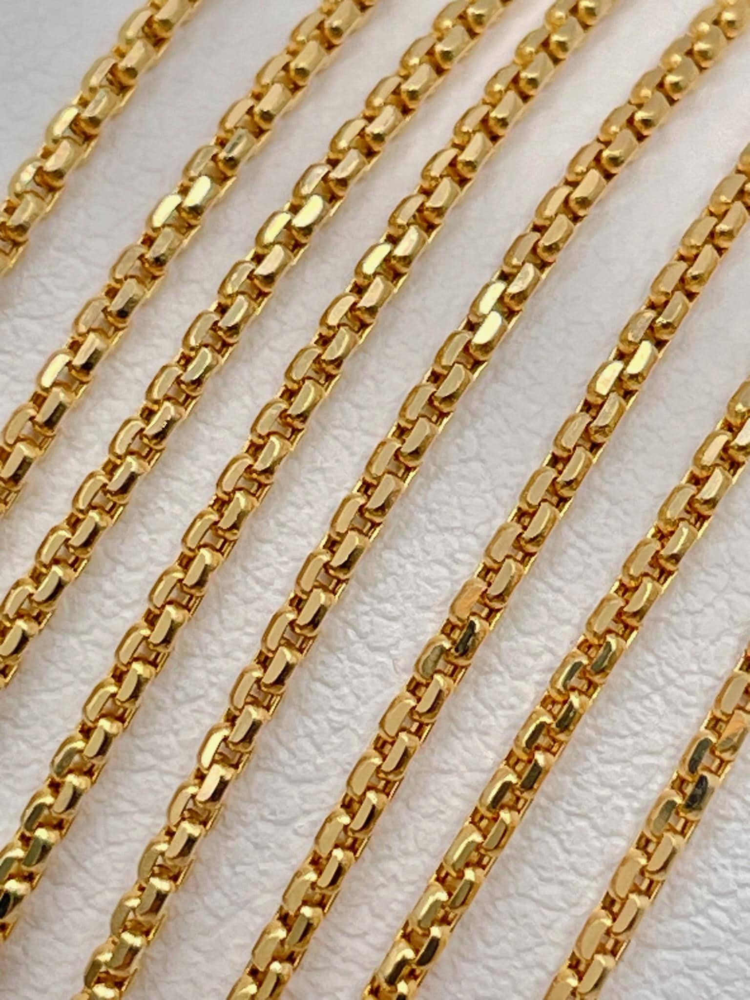 18K Solid Gold Box Kettenkette, 16 "- 24" Diamantschliff Runde Box Kette, Box Kette Halskette für Männer&Frauen, Geburtstagsgeschenk, Gelbes Reines Gold!