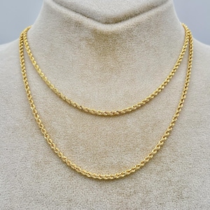 18K Solid Gold Rope Chain Necklace - Yellow 18K Rope Chain Twisted for Men & Women - Pure Solid Gold - 2.30mm - 18&quot; length - Birthday Gift!