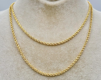 18K Massivgoldseil-Kettenhalskette - Gelbe 18K-Seilkette gedreht für Männer & Frauen - aus reinem Gold - 2.30 mm - 18 &quot;Länge - Geburtstagsgeschenk!