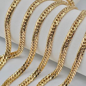 18K Solid Gold Curb Chain Necklace, Pure 18K Gold Curb Link Chain for Men & Women, 5.50mm thick_16 to 19&quot; Real 18K Gold Chain for Him/Her!