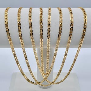 18K Solid Gold Anchor Links Chain Necklace, Genuine 18K Gold Flat Anchor Mariner Chain, 3.5mm thick, Real Gold Chain for Men & Women, Gift!
