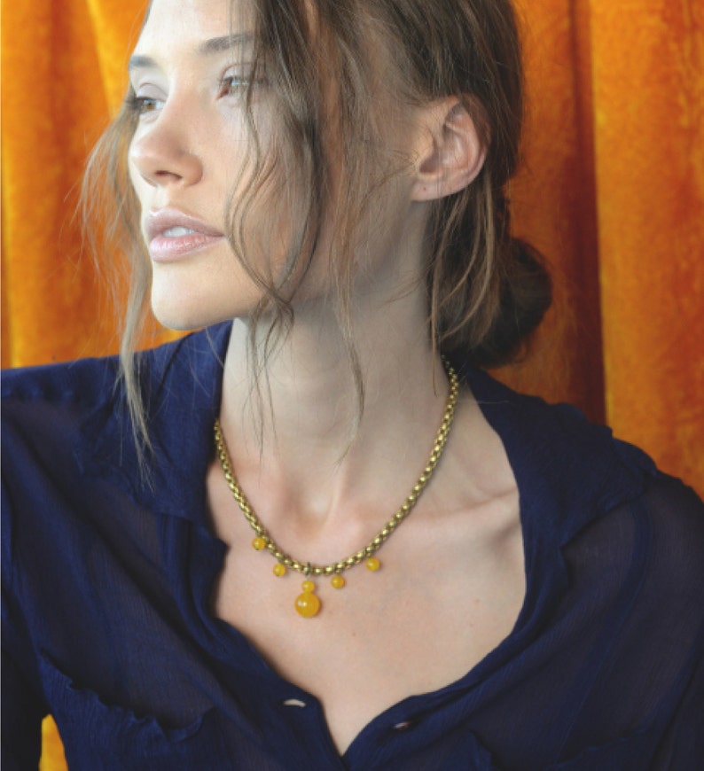 Indhi Yellow Chalcedony Crystal Necklace