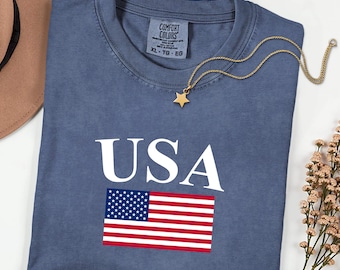 Comfort Colors USA Flag Tshirt, 4 of July Tshirt, USA Flag Tshirt, USA Shirt for 4of July, Independent Day Shirt, Retro Usa Pary, Usa Tee