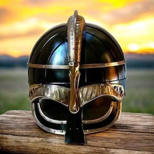 Viking Vendel Helmet, Brass Vendel Helmet for Medieval Reenactment