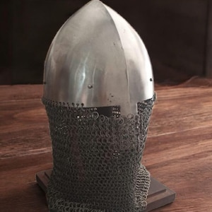 Conical Medieval Helmet, Nasal Helmet for Viking Reenactment, Saxon norman helmet