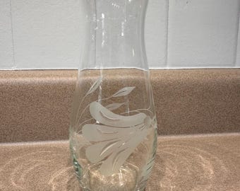 Vintage Pasabahce Etched Turkish Vase