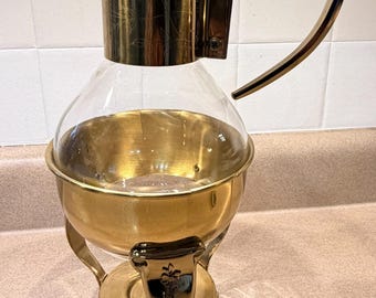 MCM Princess House Brass and Glass Carafe
