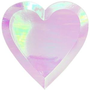 Iridescent Shimmer Tablecloth 54 X 102 inch Reusable OR Heart Plates pk 8 Opal Heart Plate