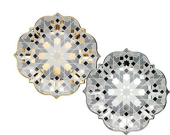 Silver or Gold Foil Geometric Design 9 inch plates pk of 8