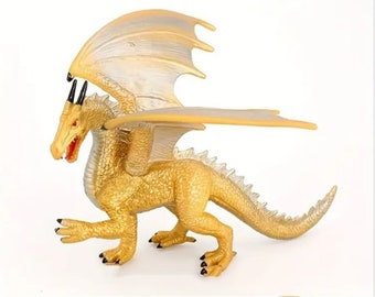 Dragon Figurine Golden | 7.5 inches long | Vinyl