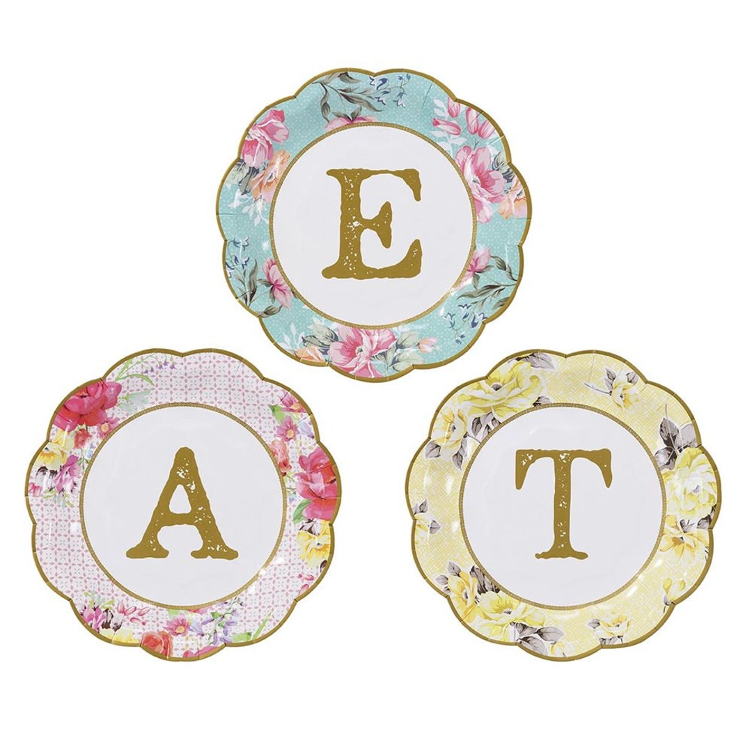 Shabby Chic eat Paper Plates. 12 Plates in 3 Designs 7 Inch Diameter. Etsy