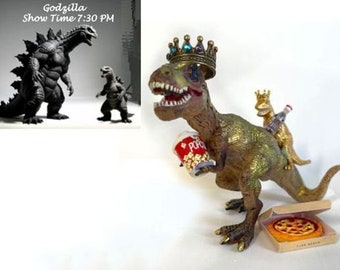 Dino King and Prince Movie Pizza Popcorn Night | Cake topper