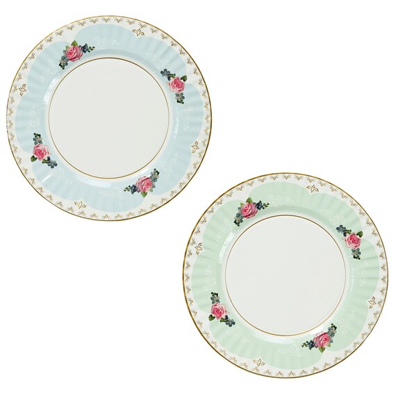 Vintage Rose Paper Plates 2 designs 8 plates 11 Vintage Rose Paper Plates 2 designs 8 plates 11