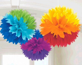 Rainbow Tissue Poms set of 3