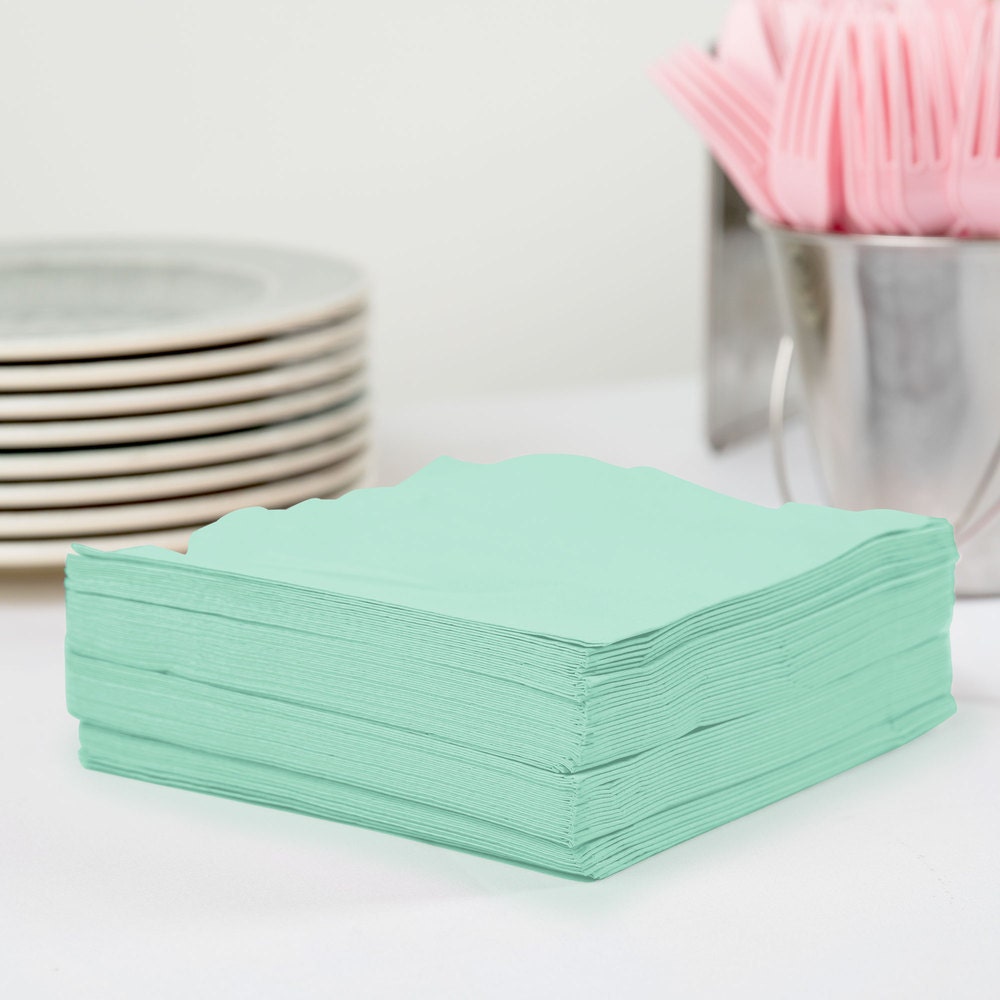 Mint Paper Napkins 3 ply Beverage OR Luncheon pack of 50 OR Etsy