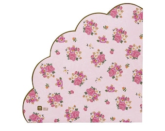 Rose Floral Scalloped paper Napkin 12 inches package 20