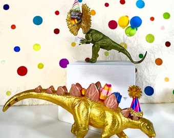 Dinos Headed to their Cake Topper Jobs. | Stegosaurus and Dilophosaurus| Birthday Photo Shoot
