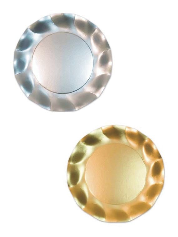 Clearance Silver or Gold Metallic Satin Paper Plates 10.5 Inches OR 8.5  Inches package of 10 