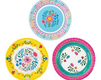 BOHO Frida 9" floral plates- set of 12 OR BOHO Floral Napkins 20PK