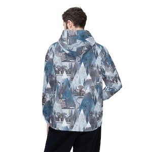 Windbreaker Jacket with Snowy Mountain Design | Winter Village Jacket