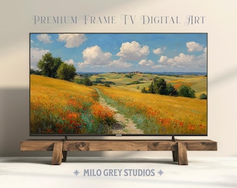 Sunlit Pastoral Countryside Frame TV Art with Red Poppies (Digital Download) 79