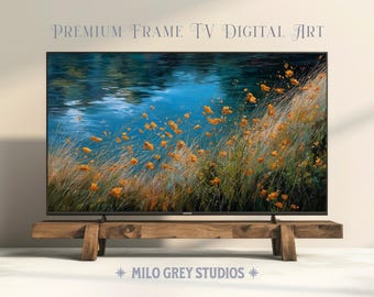 Serene Lake Wildflower Meadow Frame TV Art, Cottagecore Landscape (Digital Download) 77