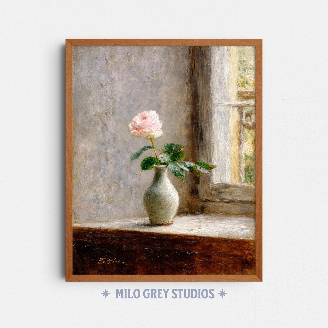 Soft Pink Rose Printable Art - Cottagecore Spring Pastel Wall Decor ...