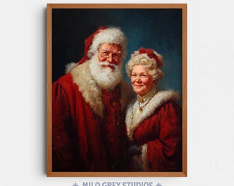 Santa and Mrs. Claus Portrait, Classic Christmas Wall Art (Digital Download) 130