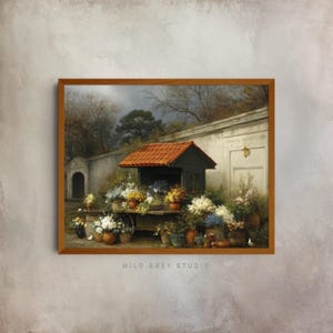 Rustikaler Blumenwagen druckbare Kunst, Frühling & Sommer Blüten digitaler Download, Landhaus Dekor, Floral Cottage Stil Illustration
