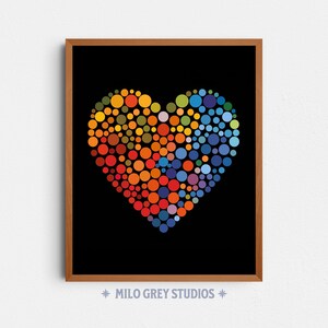 Colorful Heart Dots Art, Geometric Gradient Wall Piece (Digital Download) 235