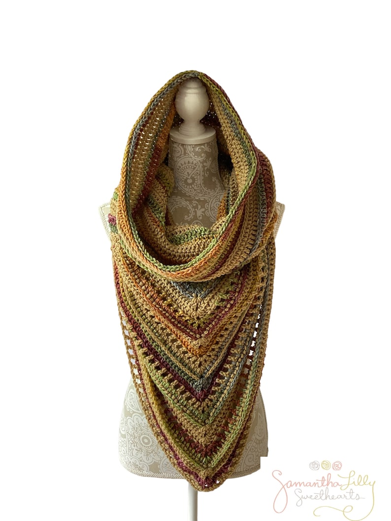 Wild Oleander Hooded Scarf, boho, Scoodie,infinity scarf,triangle,cowl, hooded cowl,bandanna, fall scarf, winter scarf,beige,snood, eclectic image 3