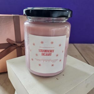 Strawberry  Candle – Sweet Scented Soy Candle, Gift for Her, Funny Dessert Candle, Sister Gift, Handmade Summer Candle