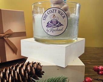 Winter Bear Candle, Pine Vanilla Scented Soy Wax, Holiday Decor, Cabin Gift, 18oz