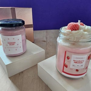 Strawberry Milkshake Candle Duo, Sweet Gift for Her, Pink Soy Candle Set, Valentine’s Day Candle, Best Friend Candle, Whipped Dessert Candle