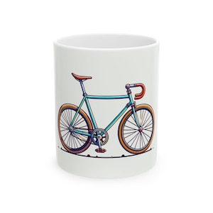Bicycle Mug, Cycling Coffee Cup, Bike Lover Gift, Bicycle Enthusiast, Cyclist Present, Tea Mug, Unique Mug, Ceramic Drinkware