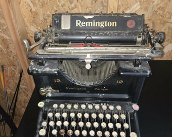 Vintage Remington Paragon 12 Typewriter • 1920s Antique Manual Typewriter • Black Cast Iron Office Decor