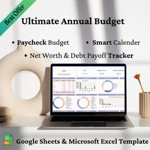 Ultimate Annual Budget Spreadsheet Excel Google Sheets Budget Template Monthly Budget Tracker Financial Planner Bill Tracker Debt Tracker