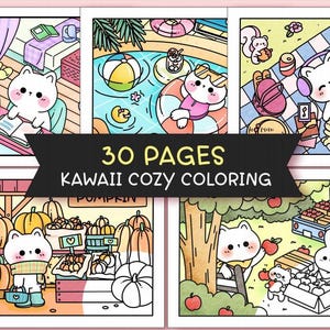 Kawaii Coloring Pages for Adults  Kids  Printable PDF Designs for Stress Relief Mindfulness and Creative Fun