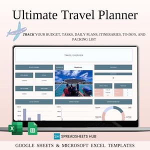 Travel Planner Google Sheets Digital Trip Planner Travel Itinerary Digital Travel Budget Spreadsheet Vacation Holiday Organizer Packing List