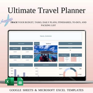 Travel Planner Google Sheets Digital Trip Planner Travel Itinerary Digital Travel Budget Spreadsheet Vacation Holiday Organizer Packing List