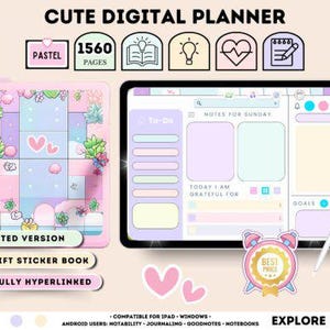 Alles-in-één digitale planner 2025 2026 2027, digitale planner, digitaal dagboek, sjabloon digitale Goodnotes, wekelijkse, dagelijkse planner, maandplan