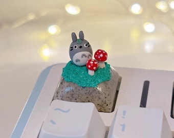 Totoro Artisan Keycap: Handmade Polymer Clay, Ghibli-Inspired