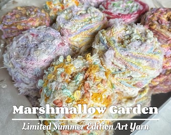 Marshmallow Garden Series Art Yarn – Multi color Limited Summer Edition | Textured Fibre for Knitting, Weaving, Embellishment, Textile Art