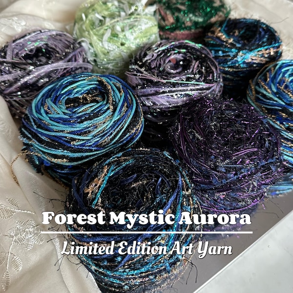 Fio artístico texturizado Forest Mystic Aurora Series Edição Limitada, novelo de 100g | Fibras decorativas de luxo para crochê, tecelagem, tricô e artesanato