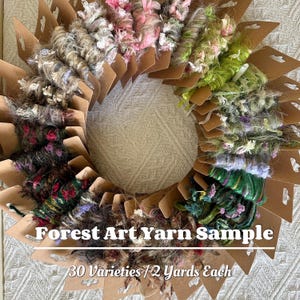 30 Forest Art Yarn Mini Bundle | Limited Edition |Scrap Yarn, Sample Pack, Mixed Color Sets for Junk Journal, Weaving, Knitting, Textile Art