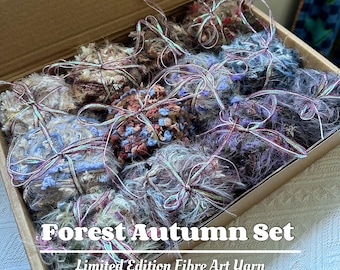 Forest Handmade Art Yarn Bundle | Limited Edition –Luxe Decorative Fibres | Mixed Color Sets for Crochet, Weaving, Knitting, Textile Art