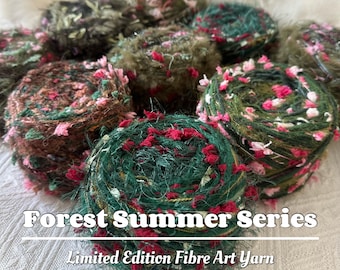 Forest Summer Series - Limited Edition Fibre Art Yarn – Textured Yarn Ball | Luxe Decorative Fibre for Crochet, Weaving, Knitting, Craft