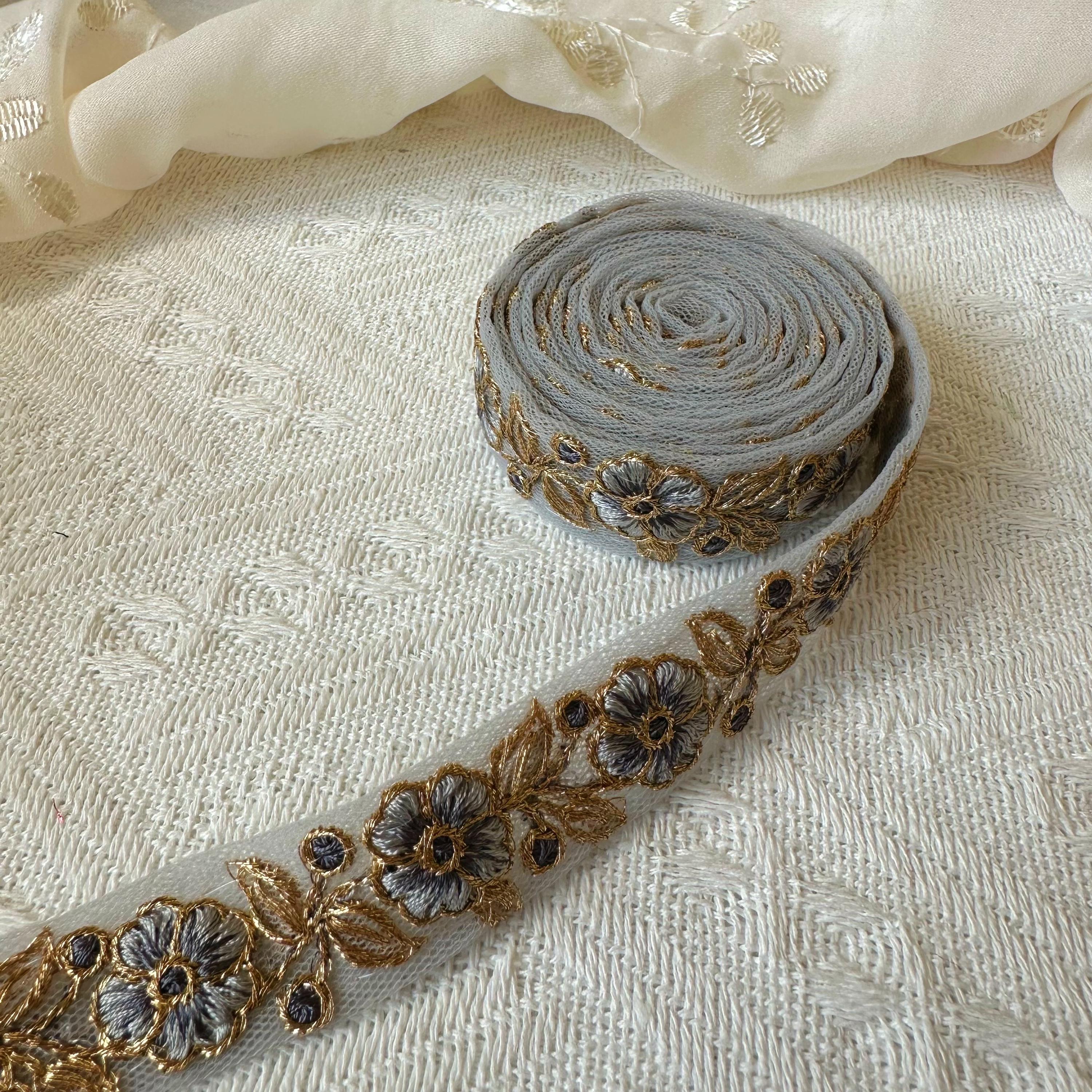 GORGECRAFT Jacquard Band – 6,4 M Goldene Stickerei Auf Dunkelgrün, Doppelseitig, Für Nähen & Basteln